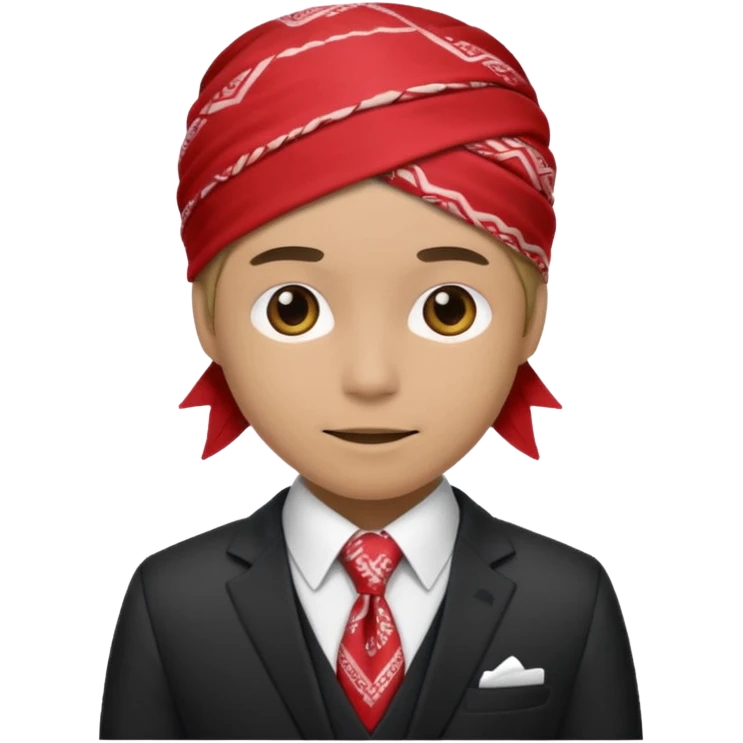 Character wearing a bandana and a suit emoji