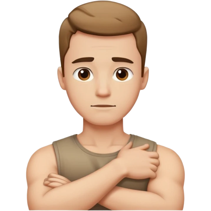 a guy with arms crossed on neck emoji