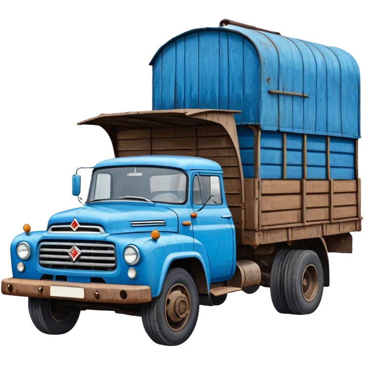 ZIL-130 Soviet truck with blue cabin and flatbed, classic Russian cargo truck from 1960s emoji