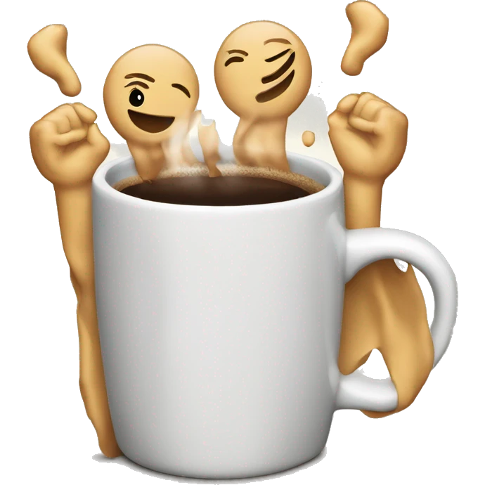 Coffee mugs clinked together in cheers. emoji