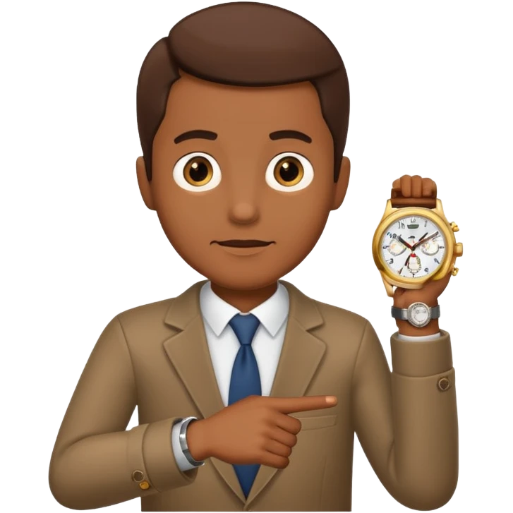 Brown male pointing at his watch emoji
