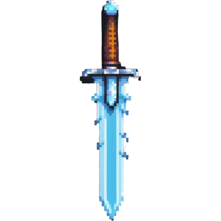pixel art style diamond sword reminiscent of retro games emoji