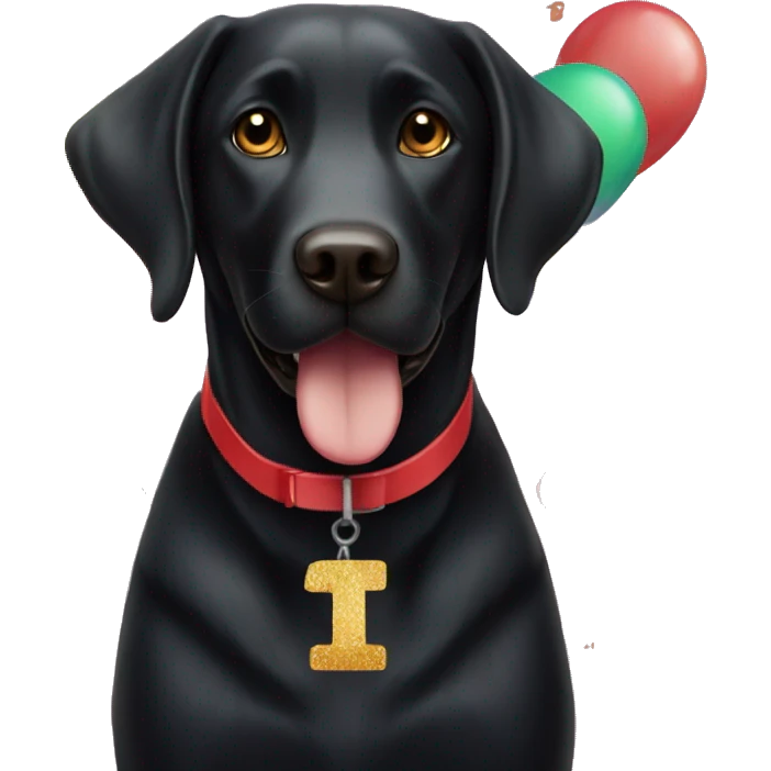 Black Labrador with happy birthday banner  emoji