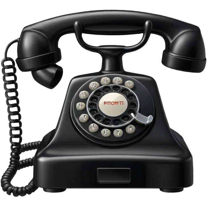 Telephone – Classic black rotary phone with cord emoji