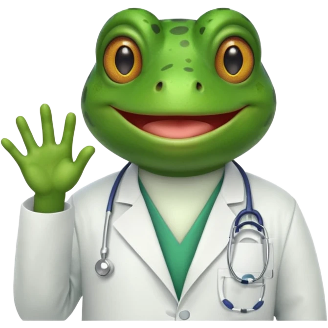 A frog in a doctor’s coat, portrait emoji
