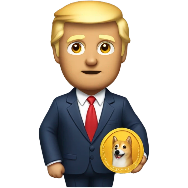 Donald trump holding a doge coin  emoji