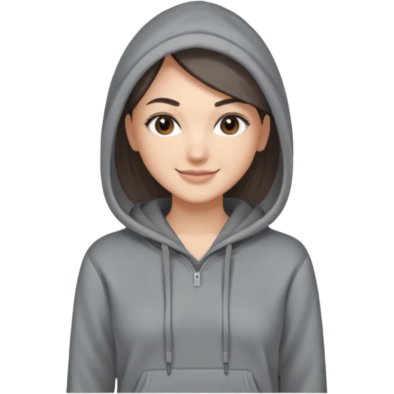 Sasha Gray in gray hoodie full height emoji