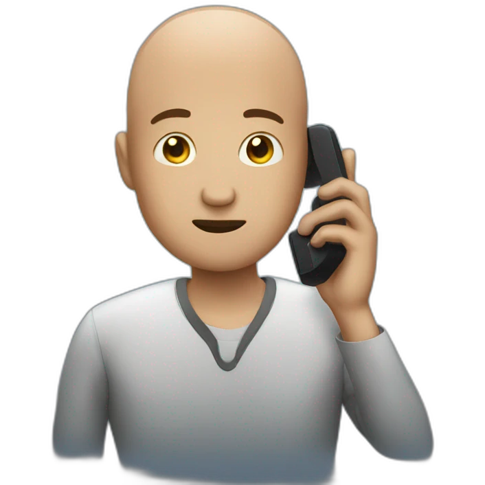 Bald man on phone at night emoji