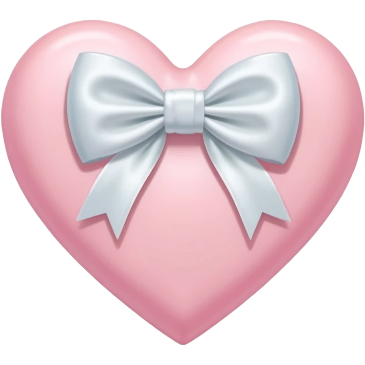 pastel pink heart with large white bow on top emoji