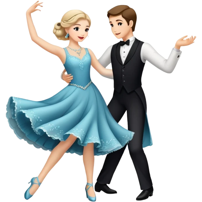 a man and a woman dancing together ballroom pose emoji