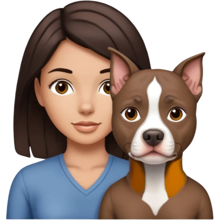 Grey pitbull with one darkBrown haired Girl  emoji