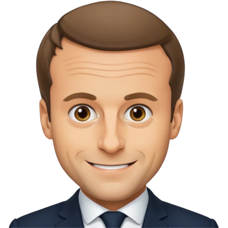 Emmanuel Macron with a weird smile emoji