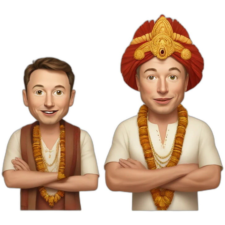 elon musk and jeff bezozs as indian babas emoji