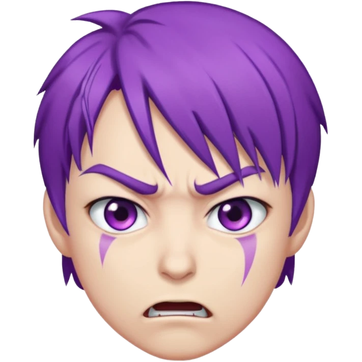 Perso style manga avec des cheveux violet les yeux violet , et un air énervé  emoji
