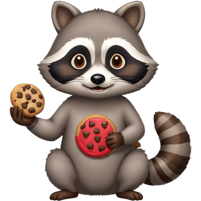 A raccoon is holding a cookie in his hands emoji