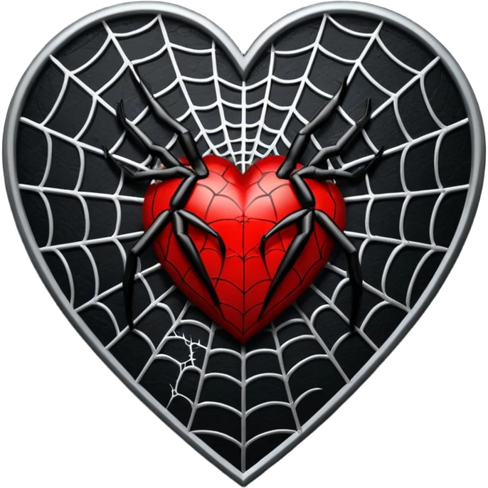 realistic gothic heart with a spiderweb emoji