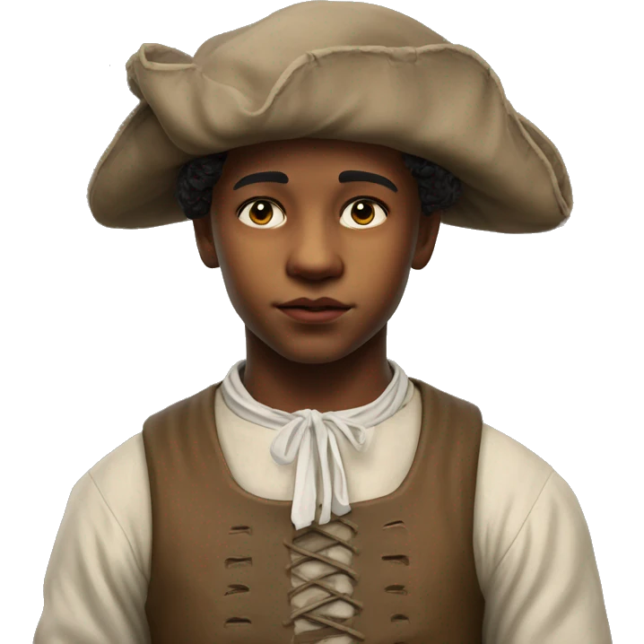 18th century peasant boy without headdress photorealistic serious emoji