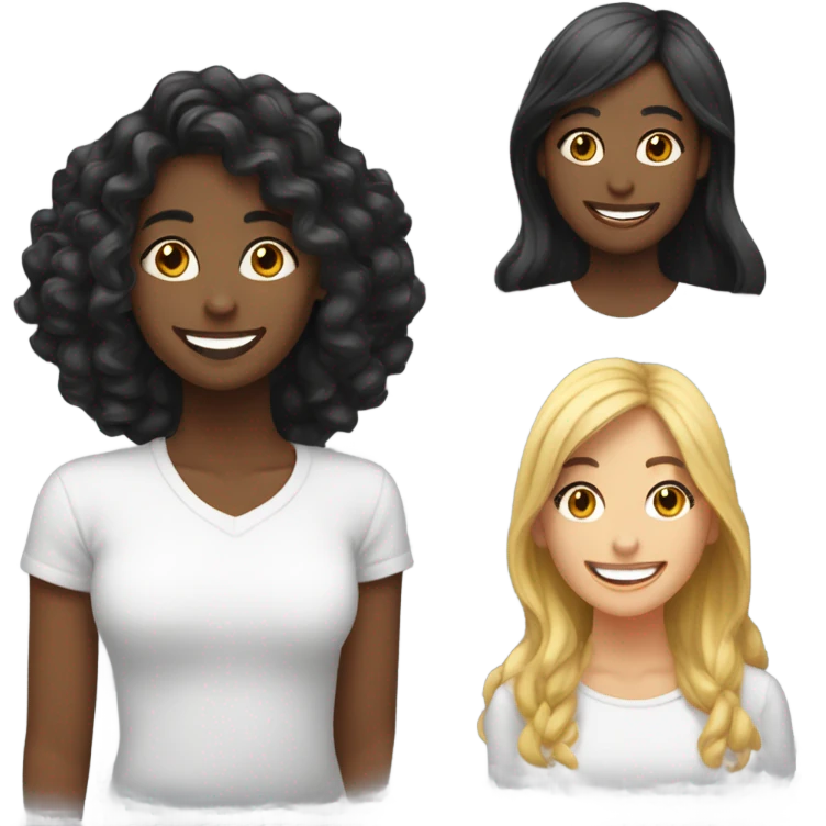 Amigas con cabello negro  emoji