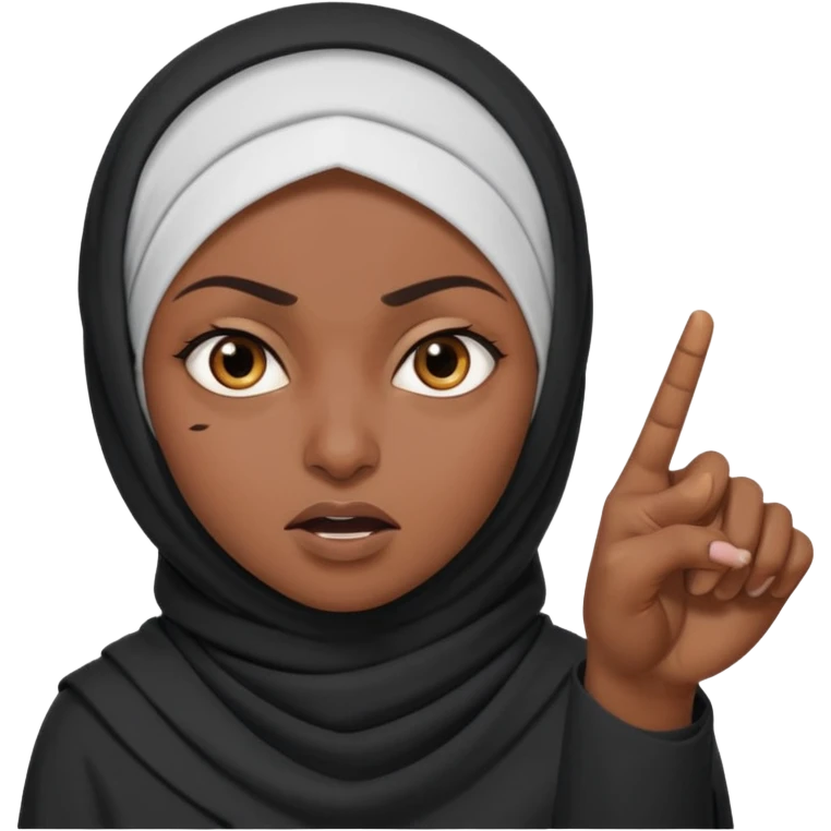 злая черная женщина мусульманка указывает на человека слева emoji