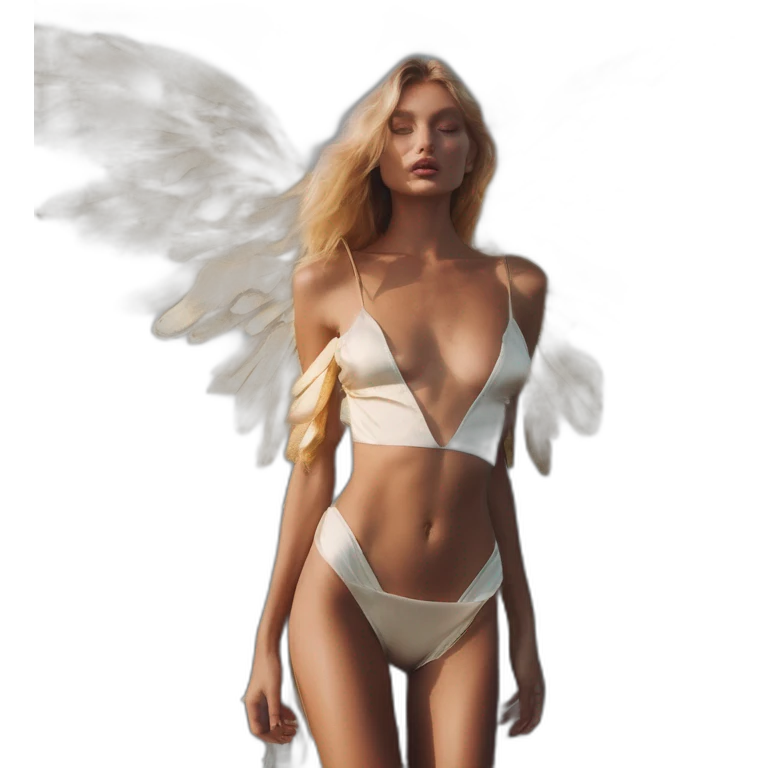 elsa hosk, david bellemere, Bare belly, Wings, Choker, Bathed in shadows, FOV 90 degrees, short lighting, L USM, Cold Colors, gilded technique, extremely hyper aesthetic, absurdres emoji