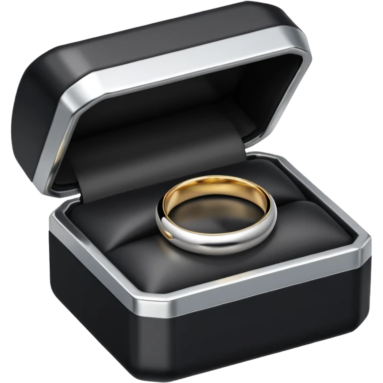 Silver plain wedding ring in a black box emoji