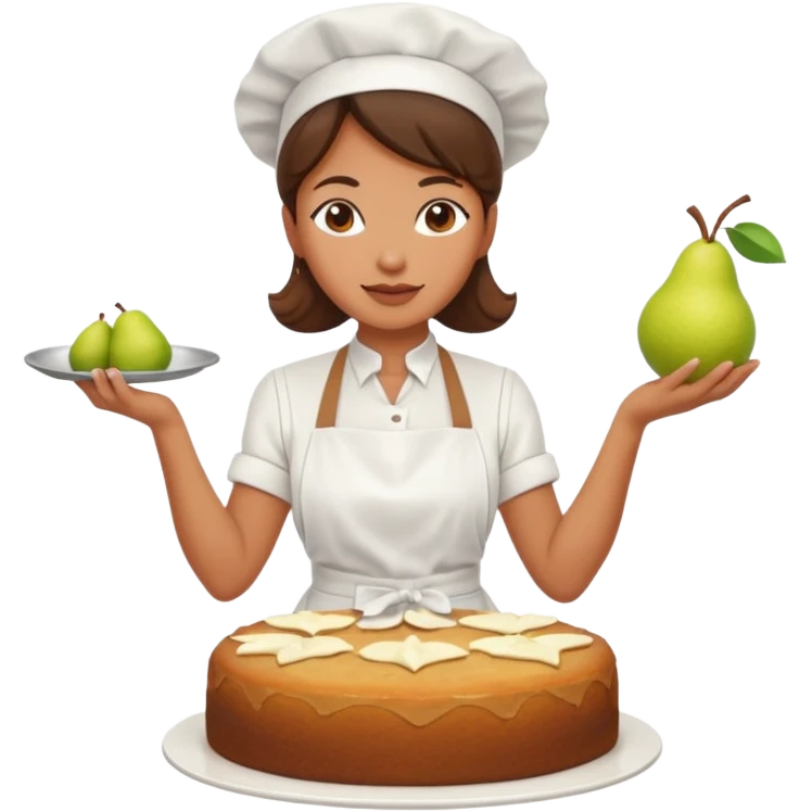 woman making pear cake emoji