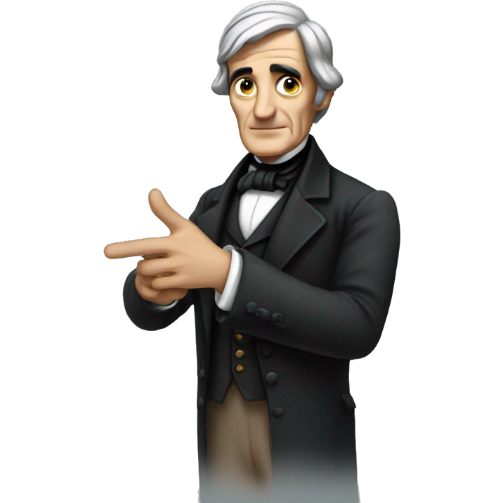 Ralph Waldo Emerson with his hand presenting something emoji