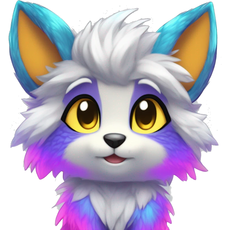 Anthro Scalie Fluffy Cool Cute Magical Shiny Colorful Neon Vibrant Colors Sparkle Kemono-style Chibi Fantasy-Animal-Fakémon-Pokémon-Hybrid Fur Sona Aesthetic Full Body emoji