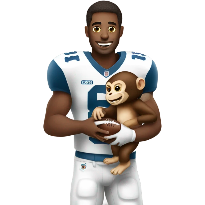 Football player holding a monkey  emoji