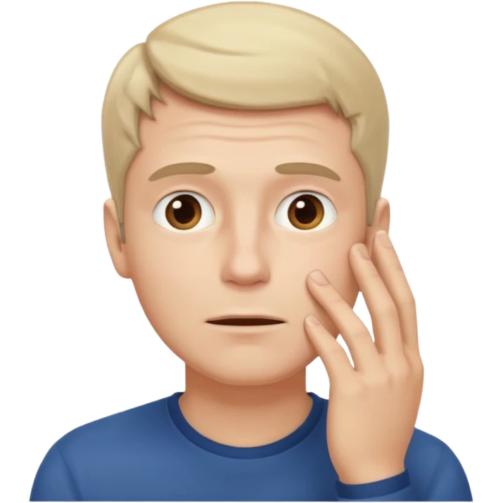 white guy looking up, hand on face emoji