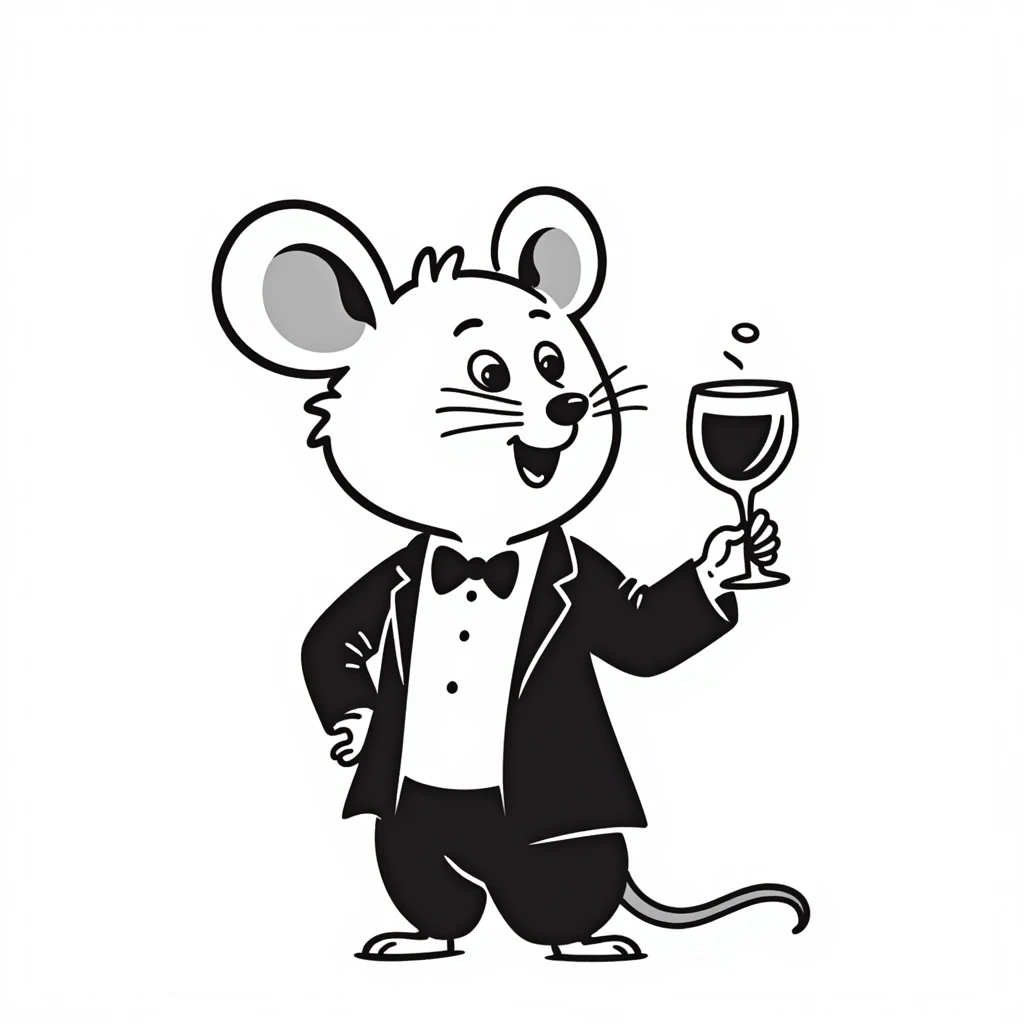 A mouse holding a glass of wine emoji