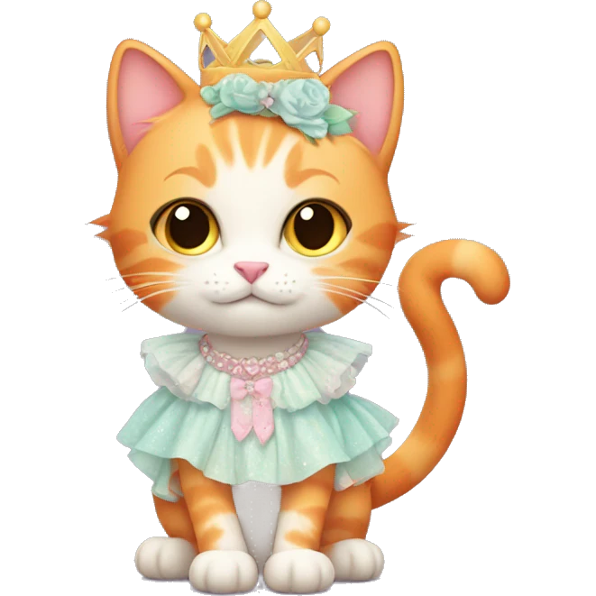 Orange cat with cute pastel princess outfit  emoji