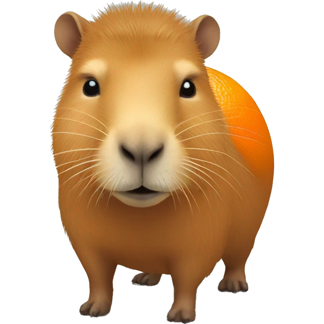 A capybara avec une orange sur la tête emoji