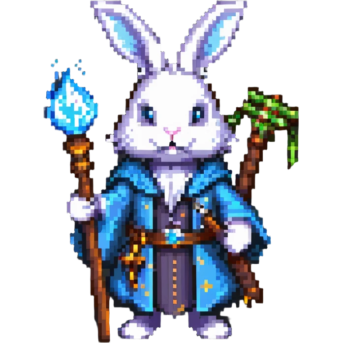 rabbit wizard with magic staff emoji
