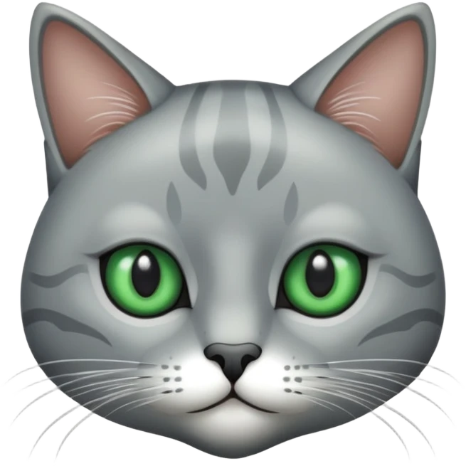 Gato gris ojos verdes y detalles atigrados emoji
