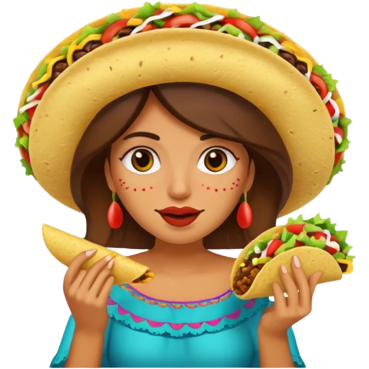 Emoji women Mexican eating taco emoji
