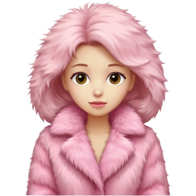 Pink fur coat female emoji