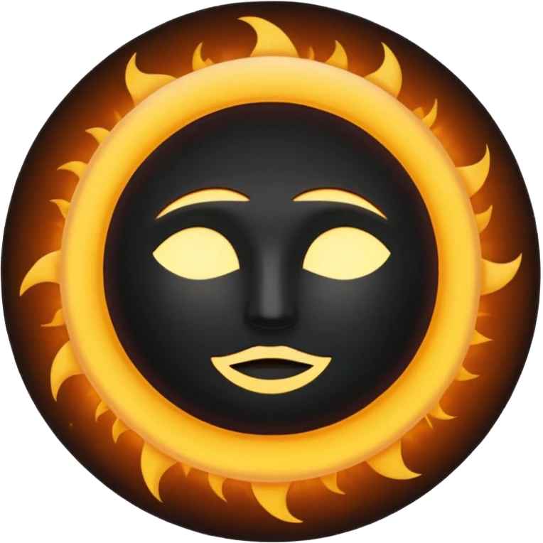 Eclipse – Dark moon covering sun, glowing corona, no face emoji