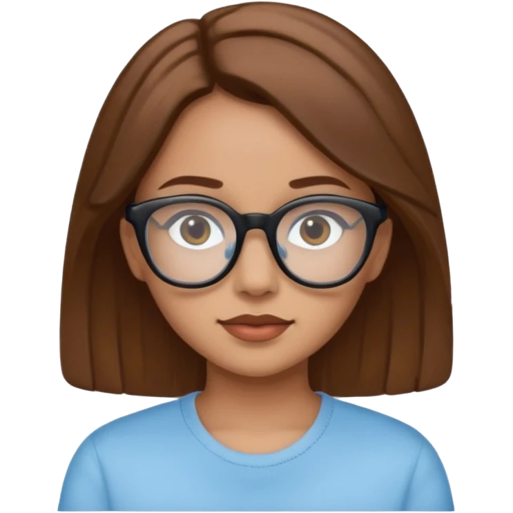 Girl with light blue and back glasses and brown hair  emoji