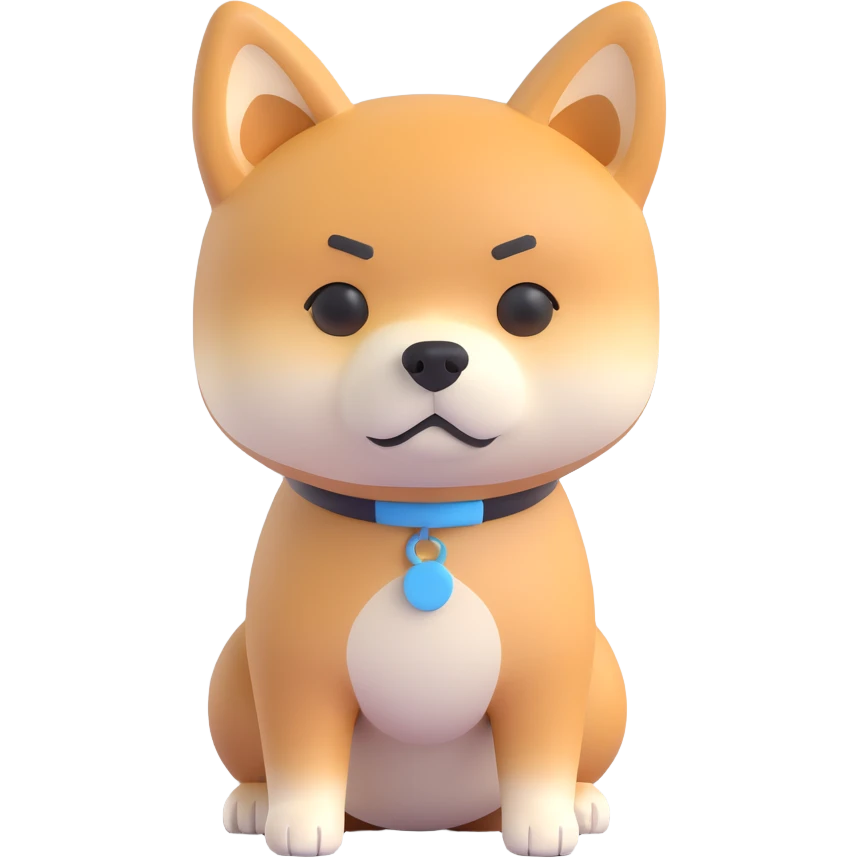 shiba inu standing, sad emoji
