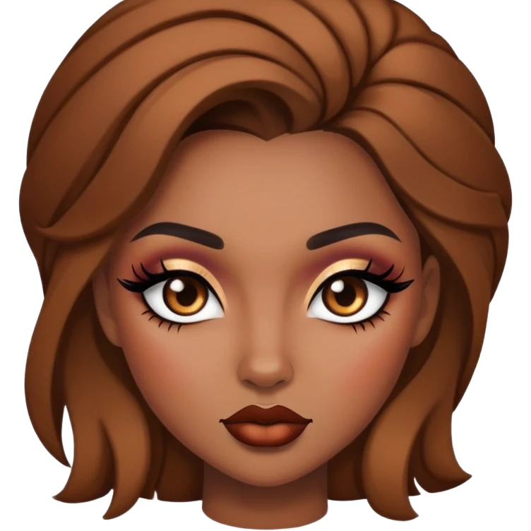 pretty brown skin baddie with makeup emoji