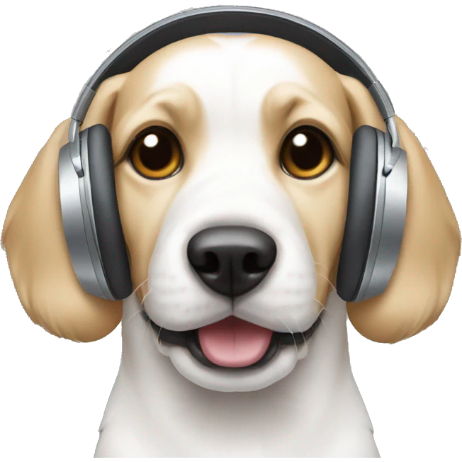 Whithe Dog with Headphones whit Microphone  emoji