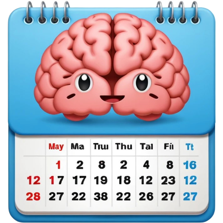 A calendar with a brain emoji for a week emoji