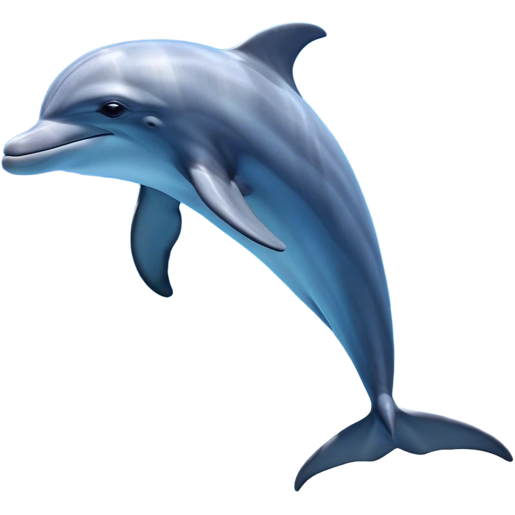 Cinematic Noble Dolphin Portrait Emoji, Poised and graceful, with a sleek, streamlined body of smooth, silvery-blue skin and a gentle, arched dorsal fin, deep, soulful eyes exuding intelligence, Simplified yet sharp and sophisticated features, highly detailed, glowing with a soft, aquatic luminescence, high shine, intelligent and elegant, stylized with an air of oceanic majesty, focused and fluid, soft glowing outline, capturing the essence of a watchful and confident marine guardian that seems ready to leap out of the screen with effortless authority! emoji