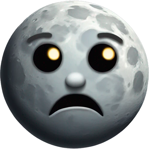 Moon with creepy face emoji