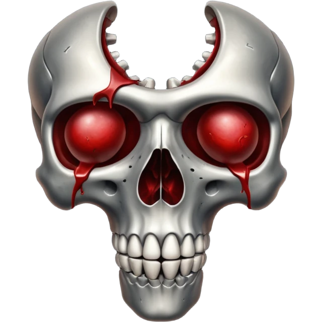 metallic anatomic bones with blood, steel texture, dark dramatic tone, minimal details emoji