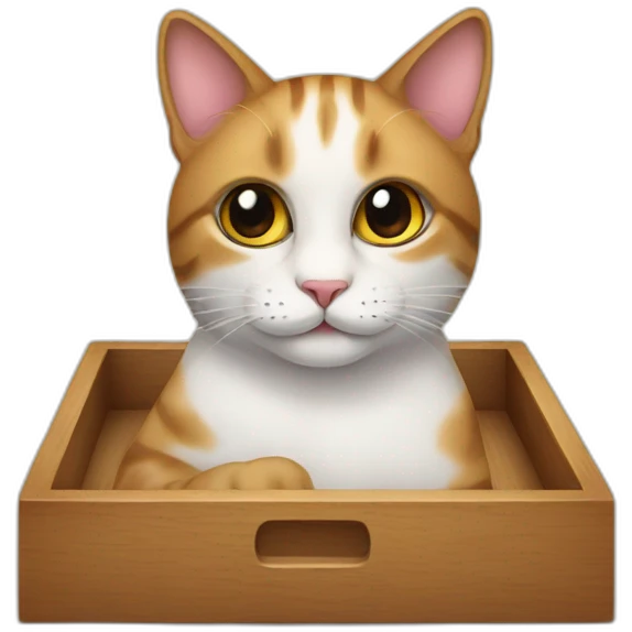 Cat in a wooden tray emoji