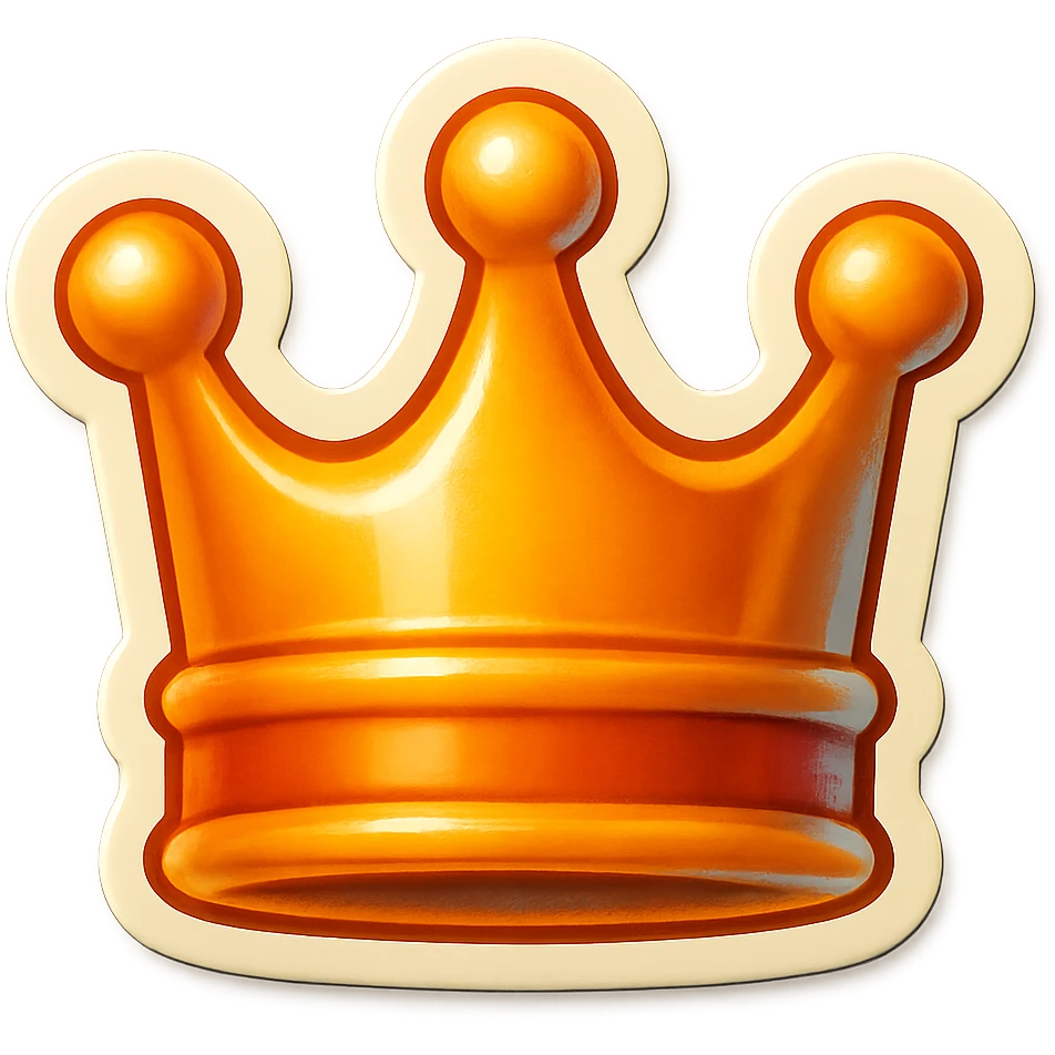 A crown emoji in the style of Apple emoji. emoji