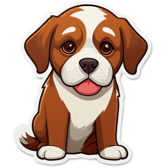Sad brown and white dog  emoji