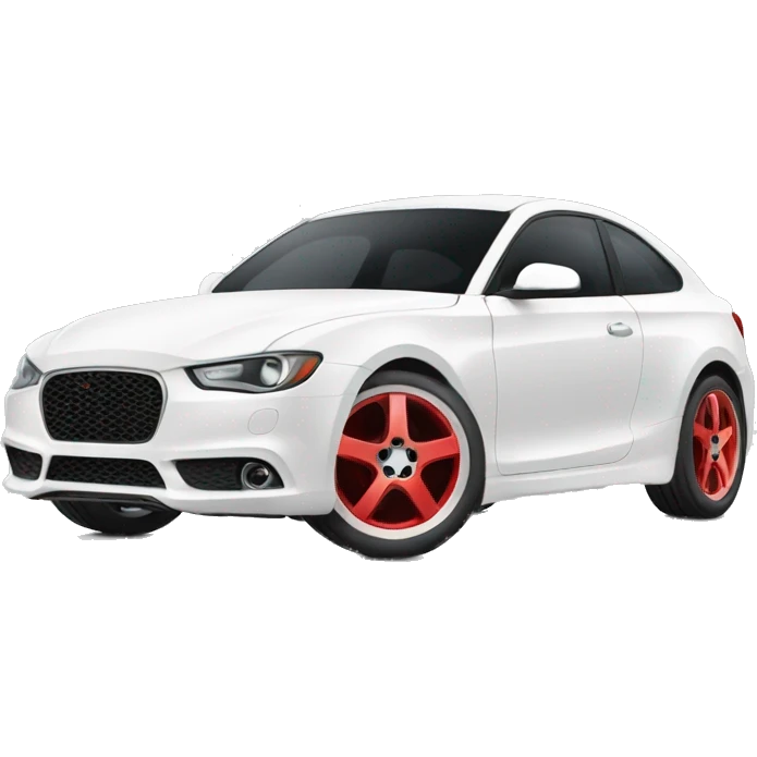White car with red wheels emoji
